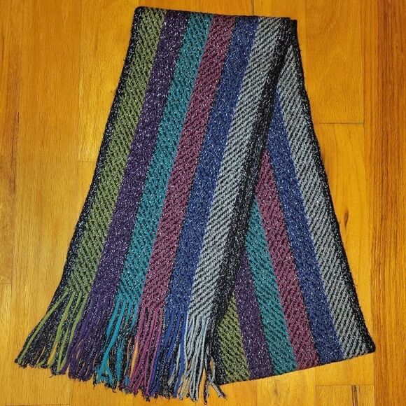 Big Buddha Striped Fringe Tassle multi color Scarf  - Picture 3 of 10